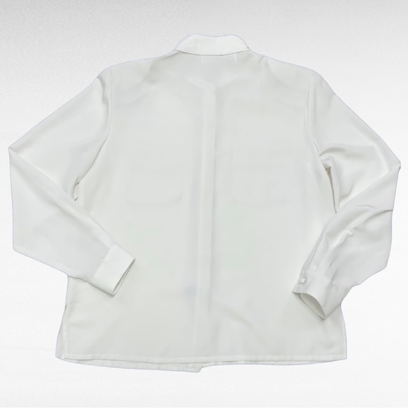 VINTAGE | 1990's Liz Baker White Embellished Long Sleeve Button Down Shirt - Picture 6 of 8